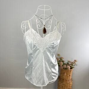 Vintage silky babydoll lace slip cami top in baby blue
